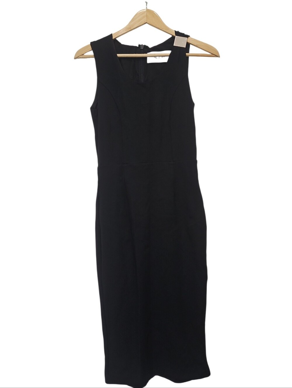 Alieva Structured Cocktail Black Sheath Midi Dress Size Large